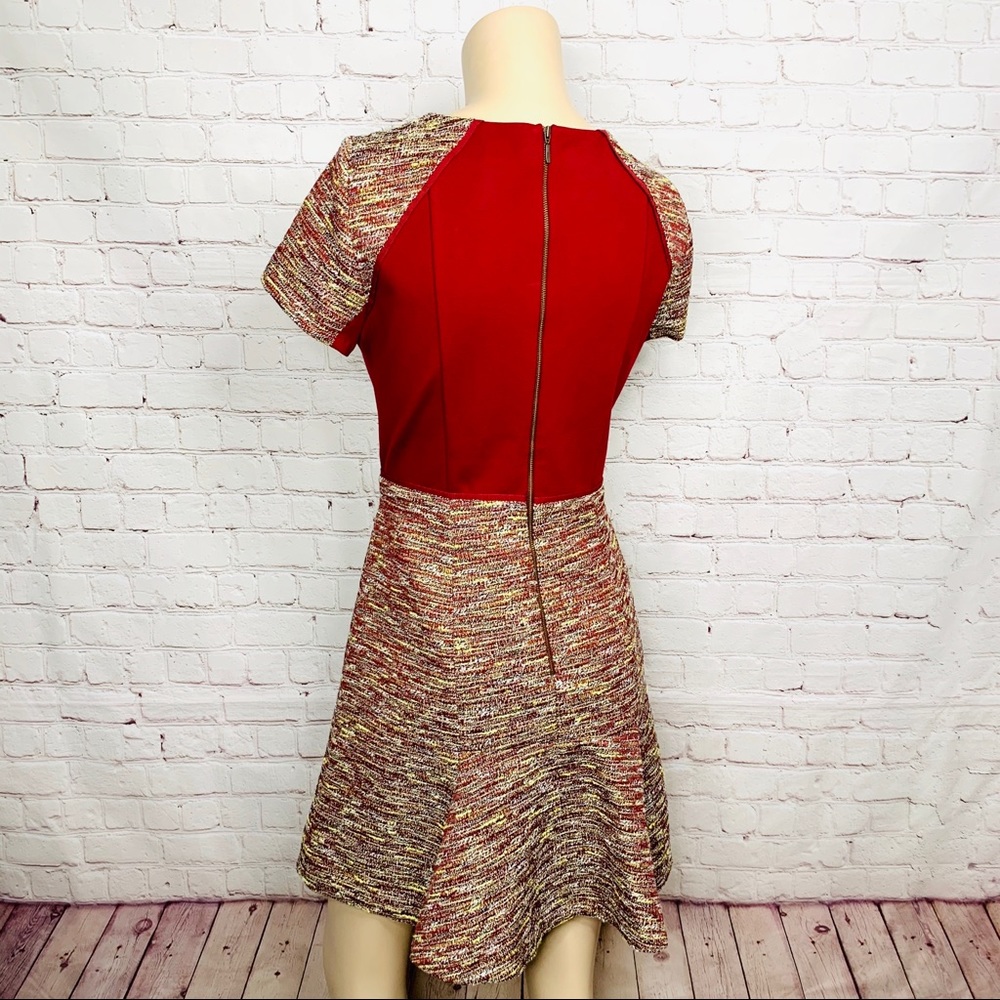 J. CREW Mixed Tweed Dress in Metallic Maroon Sz 10 - Picture 2 of 6